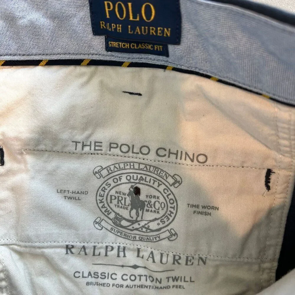 Polo Ralph Lauren Men Size 40 Navy Blue Cotton Stretch Classic Fit Chino Short